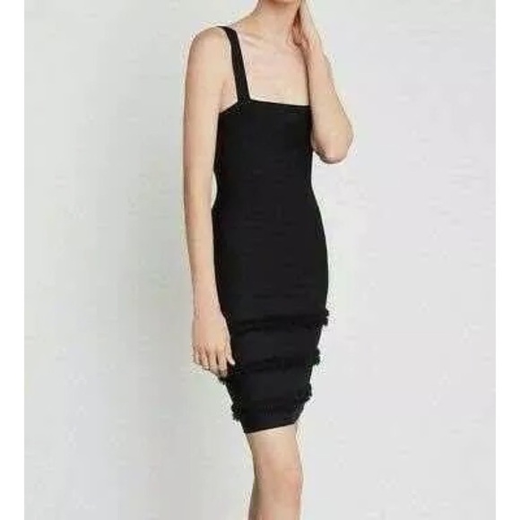 BCBGMaxAzria Dresses & Skirts - NEW BCBGMaxAzria Black Fringe Trim Bodycon Dress Size XXS
